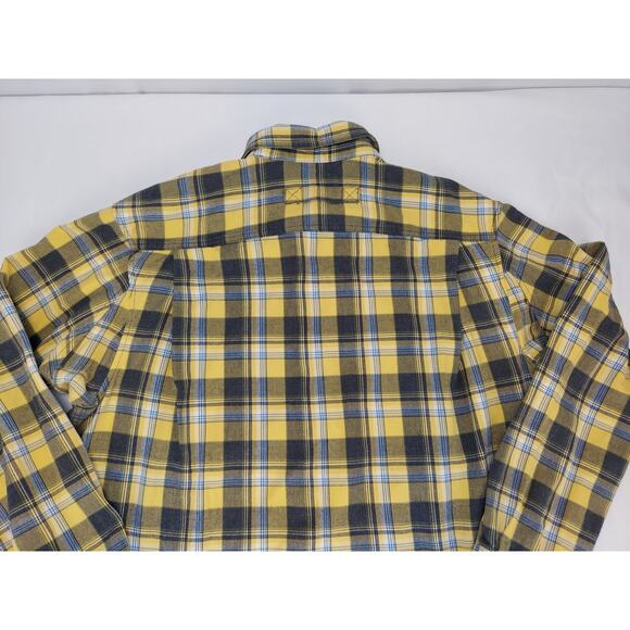 Duluth Trading Company Men's Free Swingin Flannel Yellow Plaid Long Sleeve XL - Picture 9 of 10